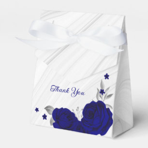 Ballotins bleu roi fleurs argent marbre feuille