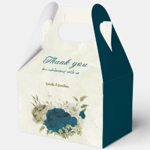 Ballotins bleu sarcelle beige floral mariage 
