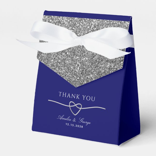 Ballotins Bleu Silver Wedding Favoriser Box (Verso)
