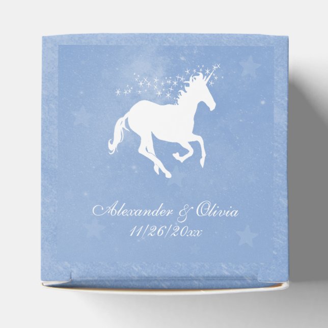 Ballotins Bleu Unicorn mariage boîte de préférence (Haut)