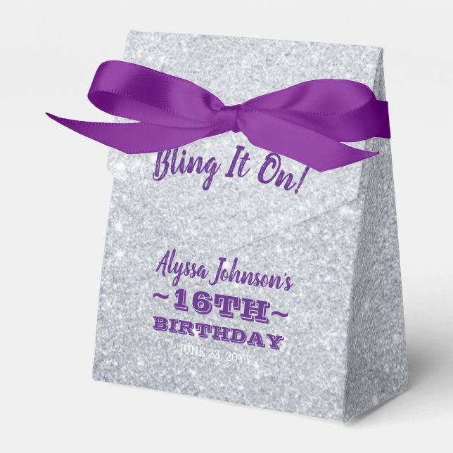 Ballotins Bling it On Silver Sparkles Purple Sweet 16 (Verso)