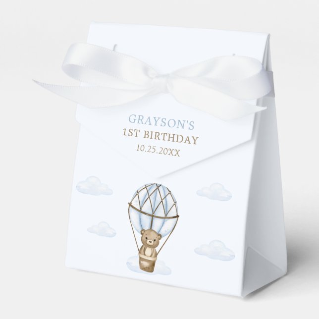 Ballotins Blue Bear Hot Air Balloon Boys 1er anniversaire (Verso)