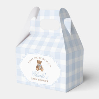 Ballotins Blue Gingham Elegant Teddy Bear Baby Shower