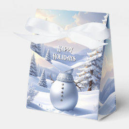 Ballotins Blue Hat Snowman Christmas Tree Holiday Favor Box