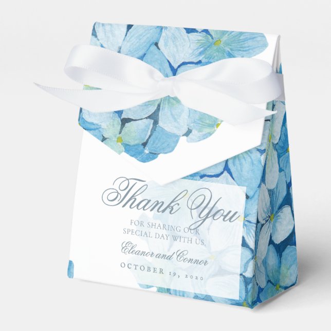 Ballotins Blue Hydrangea Sophisticated Wedding Favor Box (Verso)