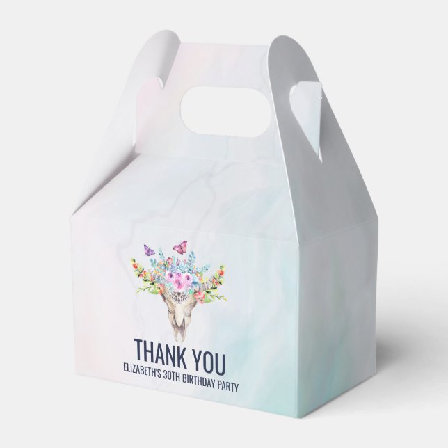 Ballotins Boho Crâne avec Papillons et Fleurs Anniversaire (Verso)