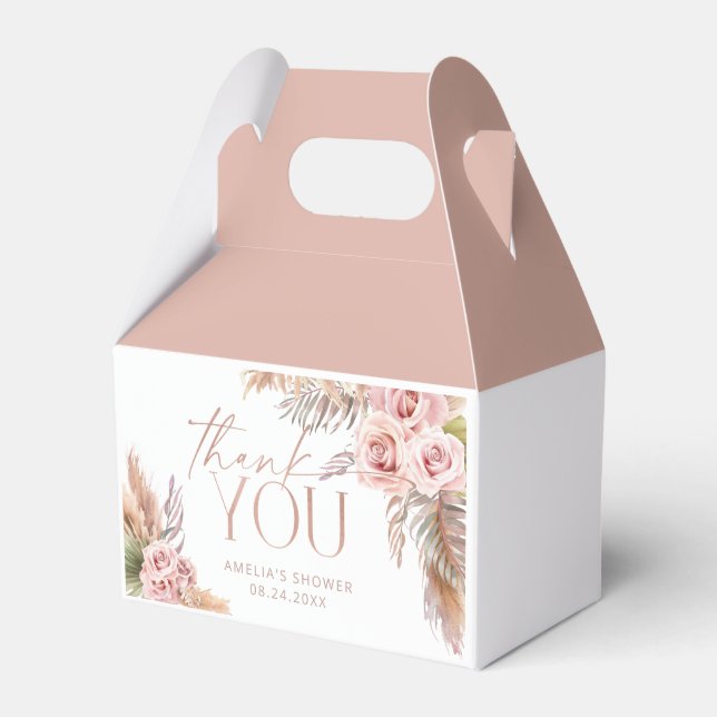 Ballotins Boho Floral Pampas Rose Merci or (Verso)