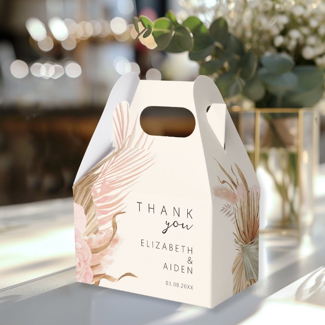 Ballotins Boho Mariage Box Geschenkschachtel (Boho Wedding "Thank you!" Favor Box. Beige, Brown, soft tones, with your names & date.)