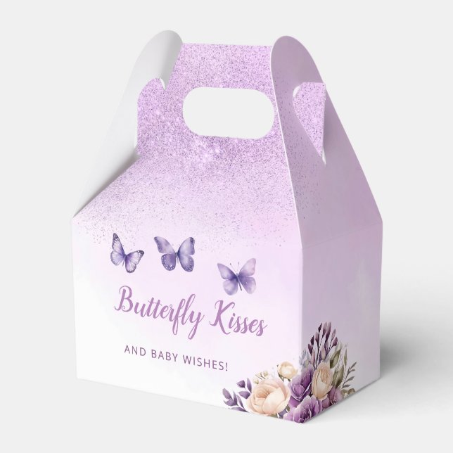 Ballotins Boho mignon aquarelle violet baby shower papillon (Verso)