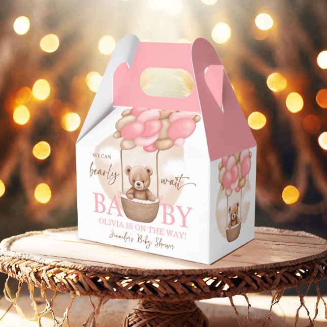 Ballotins Boho Teddy Bear Girl Rose Bearly Wait Baby shower (Créateur téléchargé)