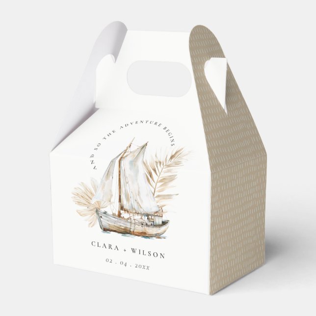 Ballotins Boho Watercolor Palm Voilier Mariage marin (Verso)