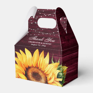 Ballotins Bois rustique Bourgogne Sunflower Boîte de mariage