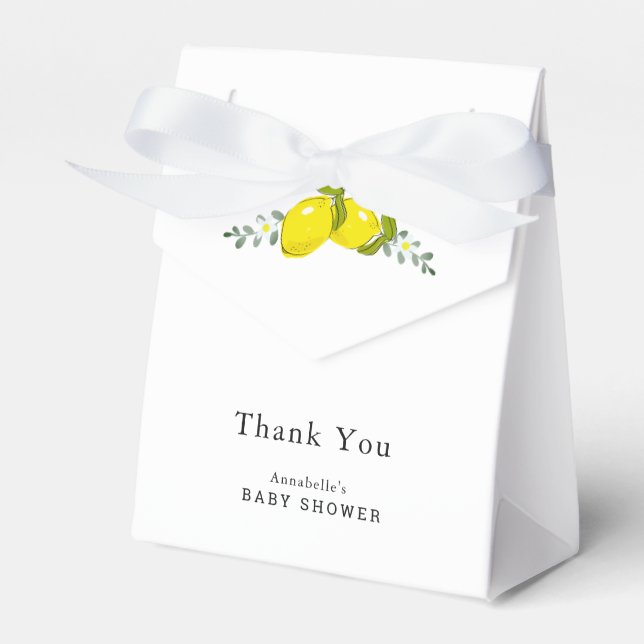 Ballotins Boîte à Baby shower simple citron floral blanc (Verso)