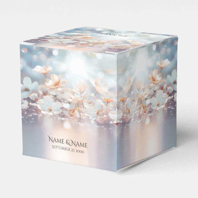 Ballotins Boîte à Faveur Florale Pêche Blanche (Verso)