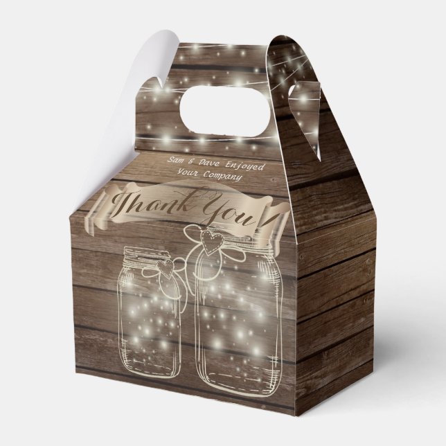 Ballotins Boîte à Merci Gable Personnalisé Rustic Mason Jars (Verso)