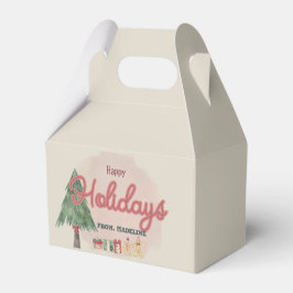 Ballotins Boîte cadeau à l'aquarelle arbre de vacances rétro