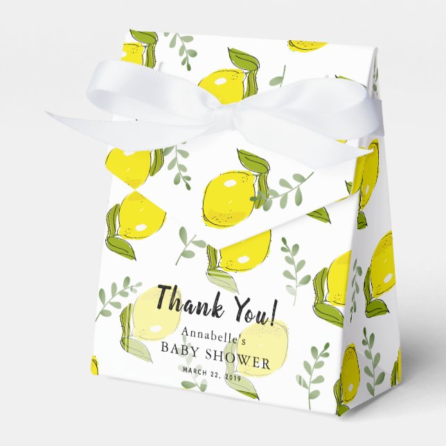 Ballotins Boîte Cadeau Bébé avec Motif de Feuille de Citron (Verso)