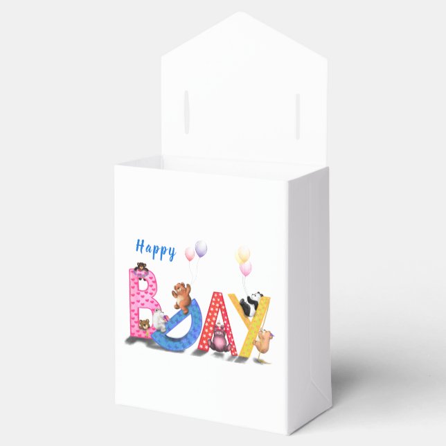 Ballotins Boîte cadeau d'anniversaire avec Happy Bears Party (Ouvert)