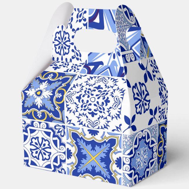 Ballotins Boîte-cadeau de faveur de motif de carrelage blanc (Recto)