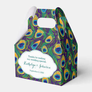 Ballotins Boîte-cadeau de motif de plume de paon