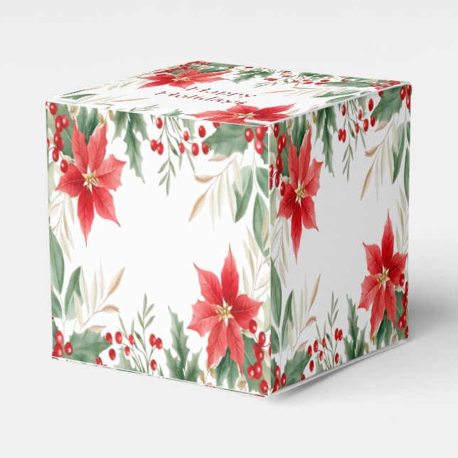 Ballotins Boîte cadeau de Noël Rouge Poinsettia (Verso)