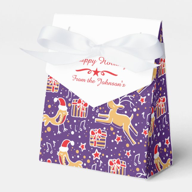 Ballotins Boîte cadeau de Noël rouge violet de rennes (Verso)