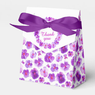 Ballotins Boîte cadeau de pansies violettes en aquarelle