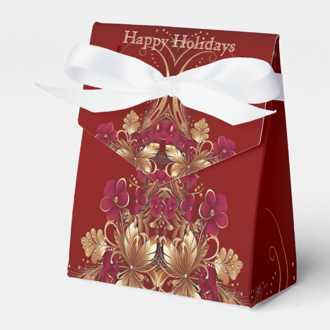 Ballotins Boîte cadeau de vacances Red Gold Floral (Verso)