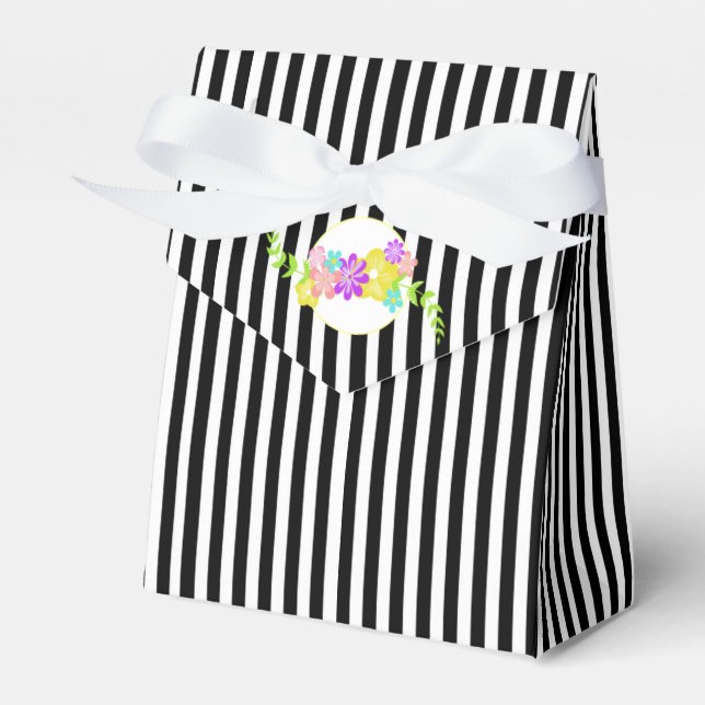 Ballotins Boîte cadeau élégant noir et blanc rayé Favoriser (Verso)