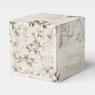 Ballotins Boîte cadeau en bois avec design floral Brown