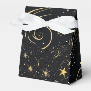 Ballotins Boîte cadeau Golden Stars avec ruban et couvercle