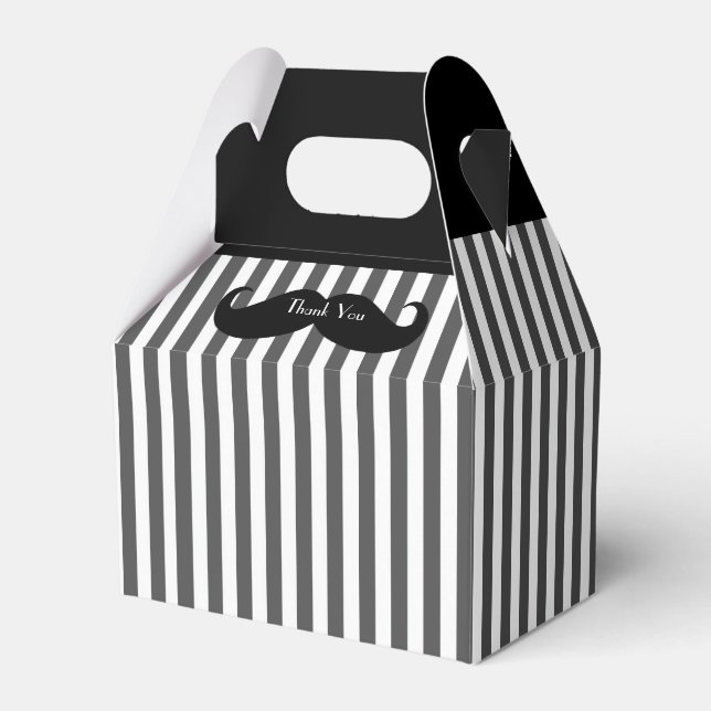 Ballotins Boîte cadeau Groomsman Mustache noir, gris et blan (Verso)