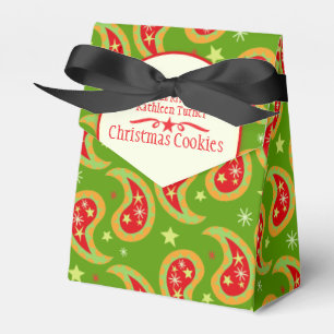 Ballotins Boîte-cadeau rouge verte de biscuits de Paisley