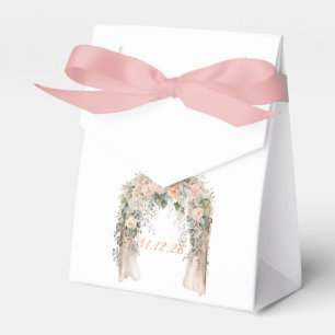 Ballotins Boîte de bonbons de mariage élégante florale pêche