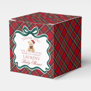 Ballotins Boîte de cadeau d'attente de bébé ours à carreaux 