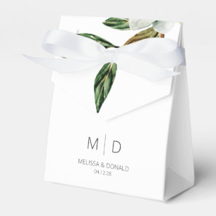 Ballotins Boîte de cadeau de mariage florale Magnolia blanch