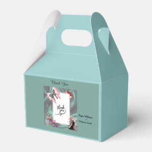 Ballotins Boîte de cadeaux de mariage sarcelle et blush