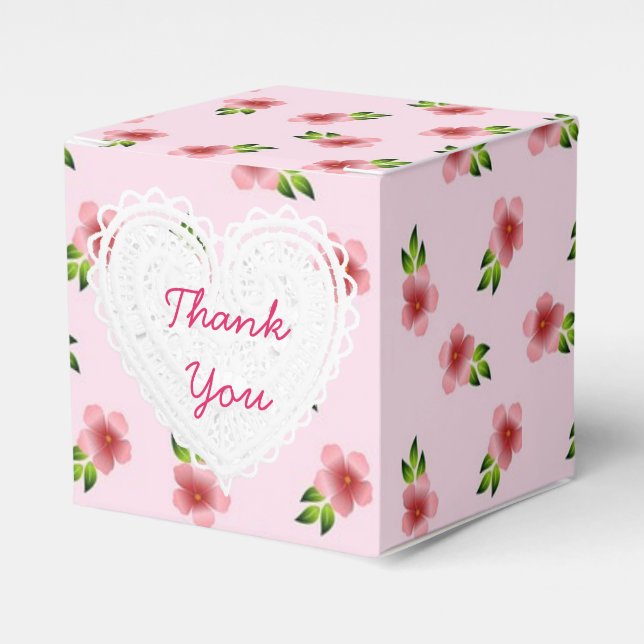 Ballotins Boîte de Cupcake aux fleurs roses (Verso)