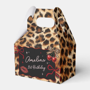 Ballotins Boîte de faveur d'anniversaire Cerise Guépard Léop