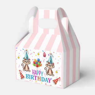 Ballotins Boîte de faveur d'anniversaire Gable rayée rose Si