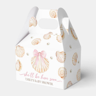 Ballotins Boîte de faveur de Baby Shower Coquille Ruban Rose