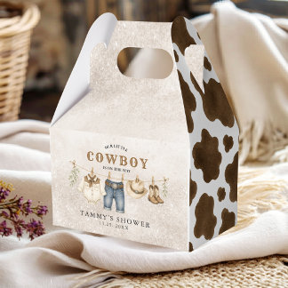 Ballotins Boîte de faveur de Baby Shower Little Cowboy Cloth