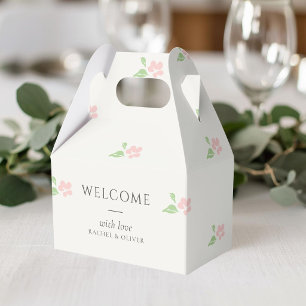 Ballotins Boîte de faveur de bienvenue florale rose Petit Bl
