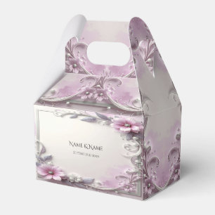 Ballotins Boîte de faveur de cadre floral rose