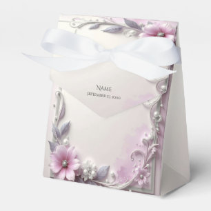 Ballotins Boîte de faveur de cadre floral rose