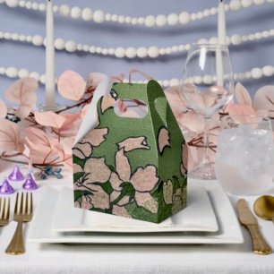 Ballotins Boîte de faveur de cascade de fleurs roses 