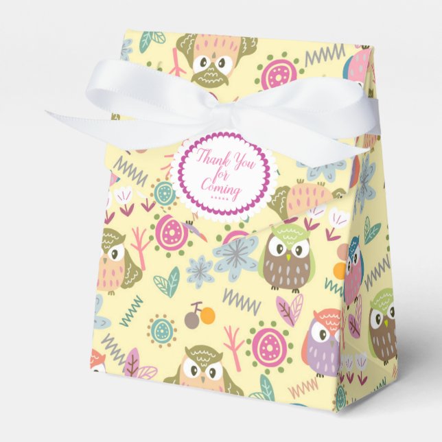 Ballotins Boîte de faveur de chouette mignonne jaune (Verso)