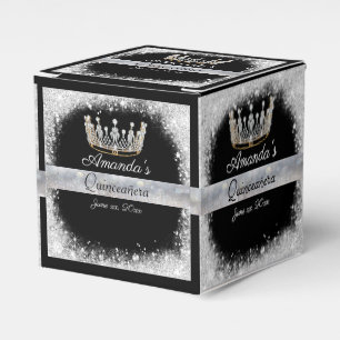 Ballotins Boîte de faveur de Couronne d'argent de Quinceaner
