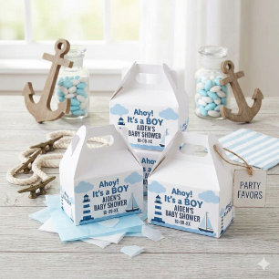 Ballotins Boîte de faveur de douche bébé nautique Ahoy C'est