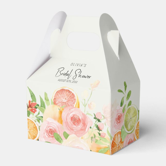 Ballotins Boîte de faveur de douche de mariage floral Citrus (Verso)